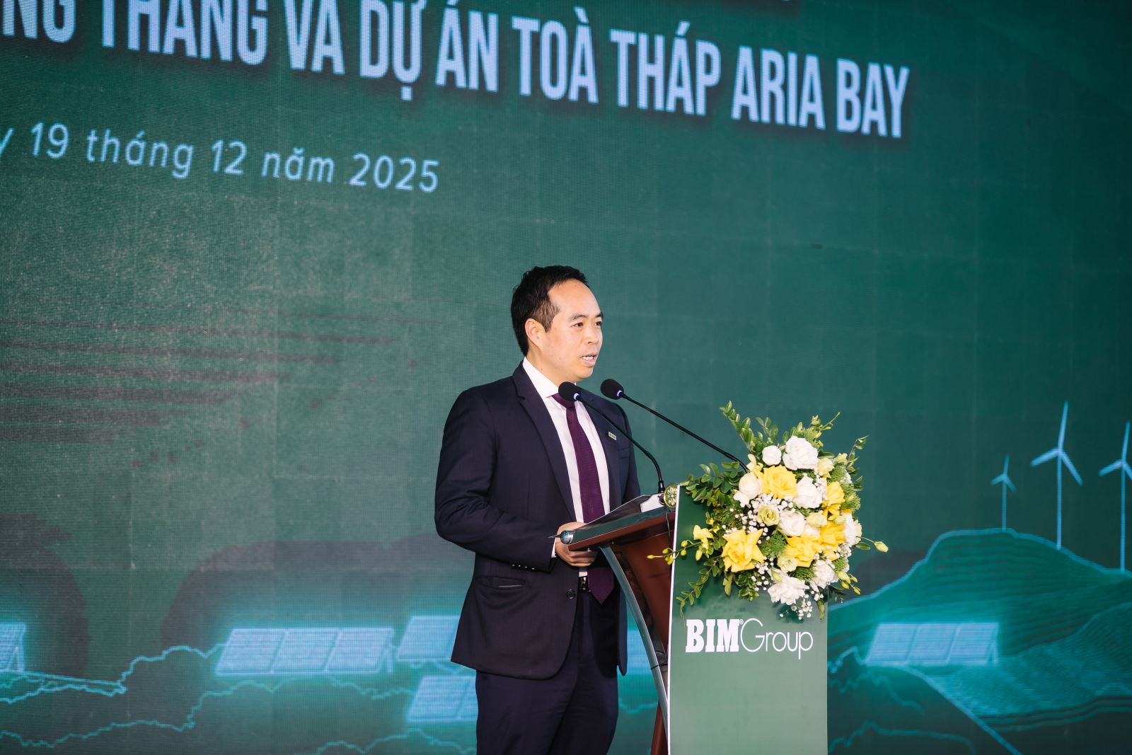 Ông Đoàn Quốc Huy - Chủ tịch HĐQT - Tổng Giám đốc Tập đoàn BIM phát biểu tại Lễ khởi công. Ảnh BIM Land.