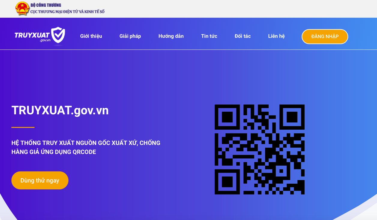 Hệ thống xác thực hàng chính hãng thông qua QRCode. 