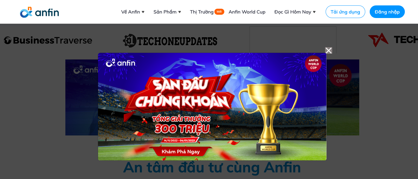 Anfin là một trong những dịch vụ chứng khoán trên không gian mạng chưa được cấp phép.