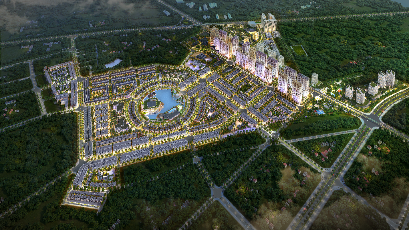 Toàn cảnh Hinode Royal Park nằm trên trục phát triển sôi động phía Tây Hà Nội