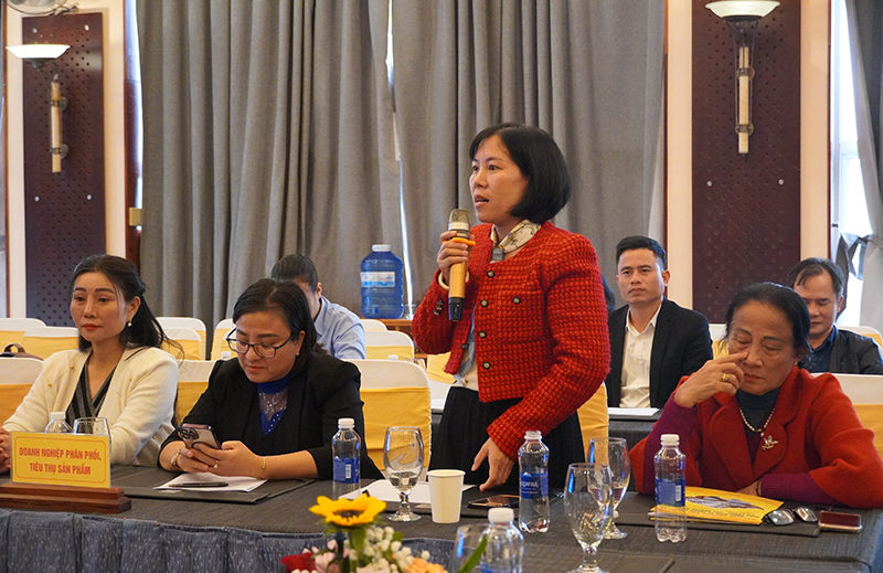 Đại diện đơn vị phân phối chia sẻ giải pháp kết nối tiêu thụ các sản phẩm CNNTTB, OCOP tỉnh Quảng Bình.