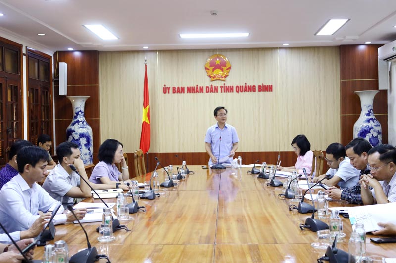 Đồng chí Phó Chủ tịch UBND tỉnh Hoàng Xuân Tân phát biểu tại buổi làm việc.