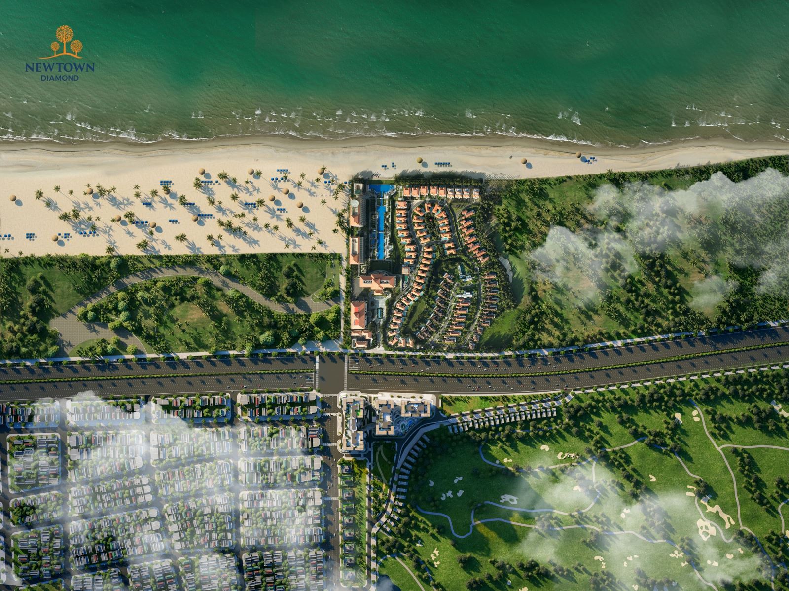 Tổ hợp căn hộ Newtown Diamond có sổ hồng sở hữu lâu dài, vị trí kim cương cạnh sân gôn và bãi biển, cùng hệ tiện ích đẳng cấp