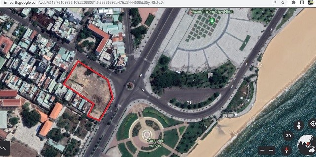 Vị trí dự án CADIA Quy Nhon (khu vực khoanh đỏ) nhìn tư Google maps.
