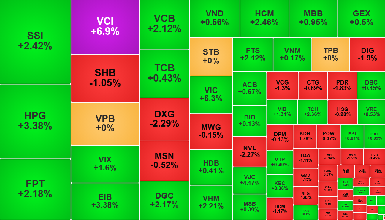 Diễn biến cổ phiếu vốn hóa lớn trên HoSE ngày 11/7