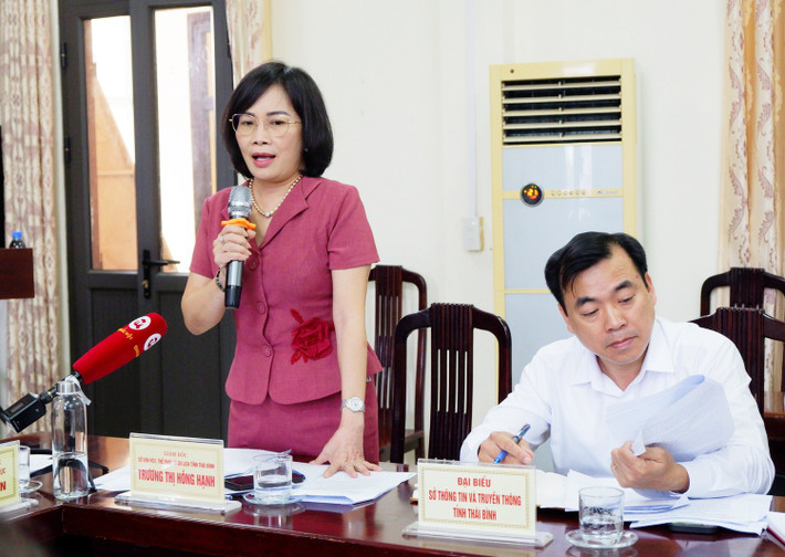 Giám đốc Sở Văn hóa, Thể thao và Du lịch Thái Bình Trương Thị Hồng Hạnh kiến nghị với Đoàn giám sát của Ủy ban Văn hóa, Giáo dục của Quốc hội cần tạo cơ chế thuận lợi cho hoạt động văn hóa