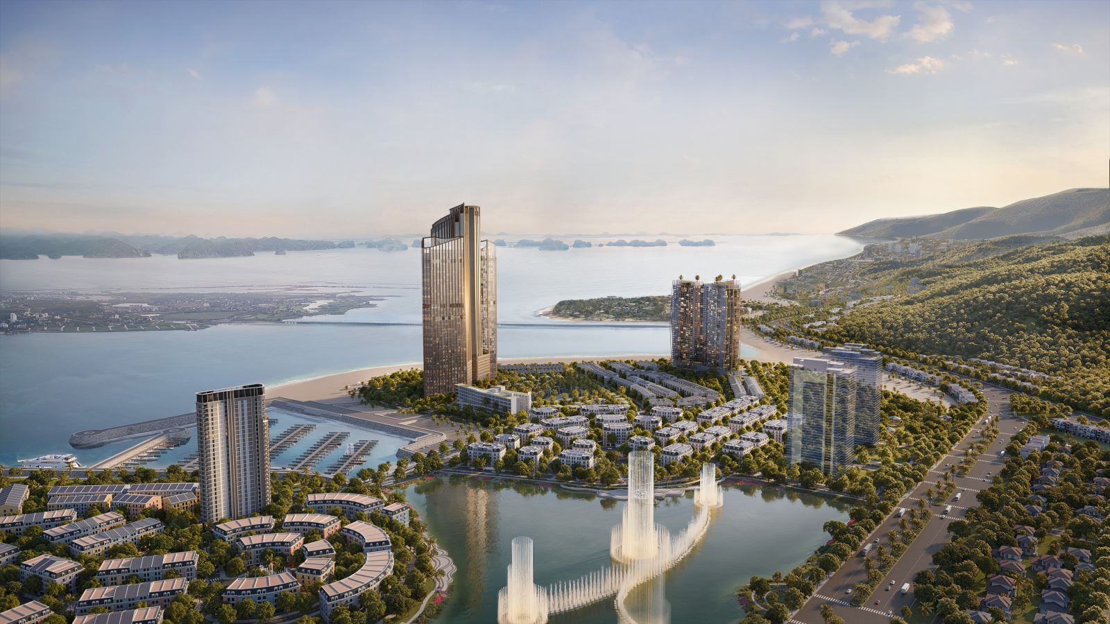  Những bộ sưu tập resort-living tại Halong Marina sở hữu lợi thế khác biệt về tầm nhìn quy hoạch bài bản, hệ sinh thái sống toàn diện, mang dấu ấn chuẩn quốc tế. Ảnh: Bán đảo 1 – Halong Marina.