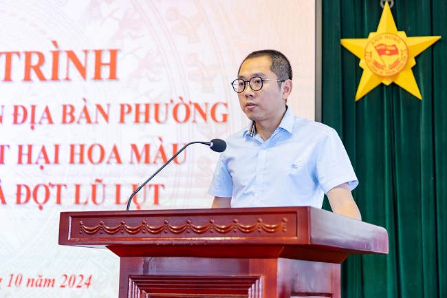 Ông Trần Quốc Toản - Giám đốc Khu đô thị quốc tế Ciputra Hanoi phát biểu tại buổi gặp mặt.