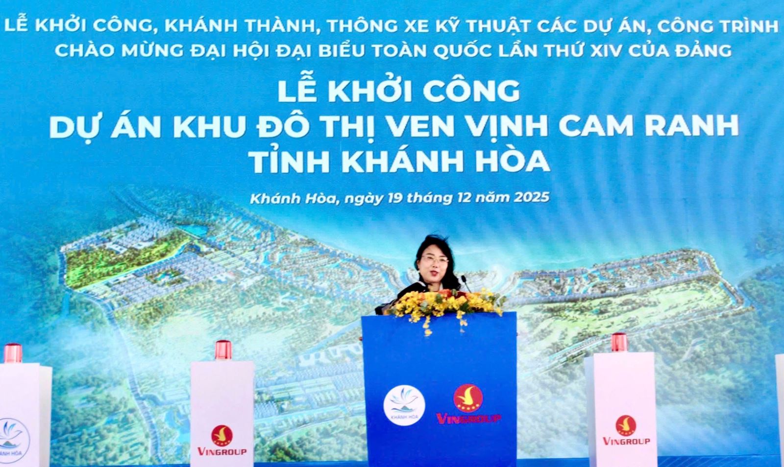 Bà Lê Mai Lan - Phó Chủ tịch Tập đoàn Vingroup  phát biểu tại buổi lễ