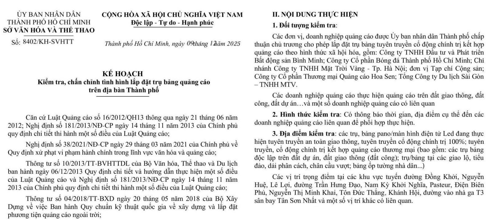 kiểm tra, xử lý biển ngoài trời