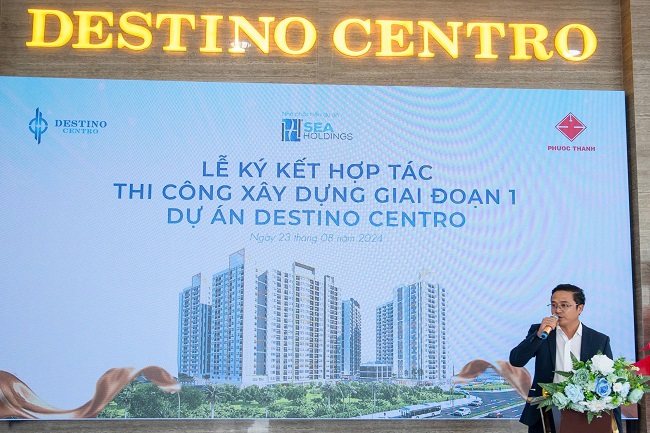 (Ông Lưu Việt Cường - Giám đốc quản lý dự của Seaholdings đại diện phát biểu tại sự kiện)