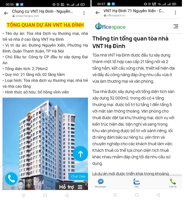 Chỉ cần gõ từ khóa trên website “dự án 71 Nguyễn Xiển” sẽ hiện ra những lời giới thiệu về dự án