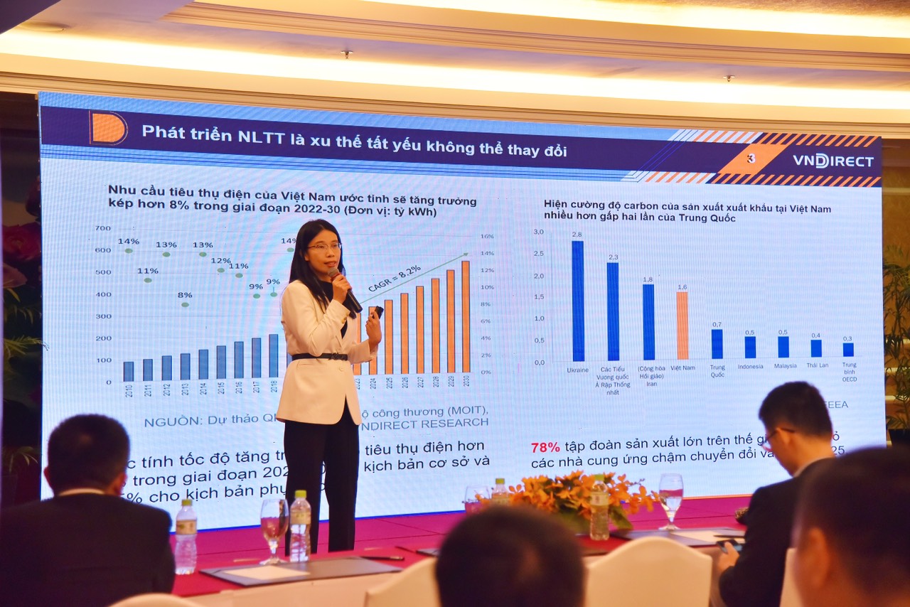 Bà Trần Thị Khánh Hiền, Giám đốc Khối Phân tích (Công ty Chứng khoán VNDirect) chia sẻ tại buổi gặp gỡ