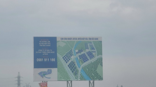Cụm Công nghiệp Jutech tại xã Hương Lâm, huyện Hiệp Hòa, tỉnh Bắc Giang đang trong quá trình san lấp mặt bằng