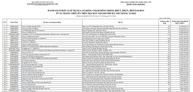 Apax English dẫn đầu số tiền nợ BHXH của Bảo hiểm xã hội TP Hà Nội