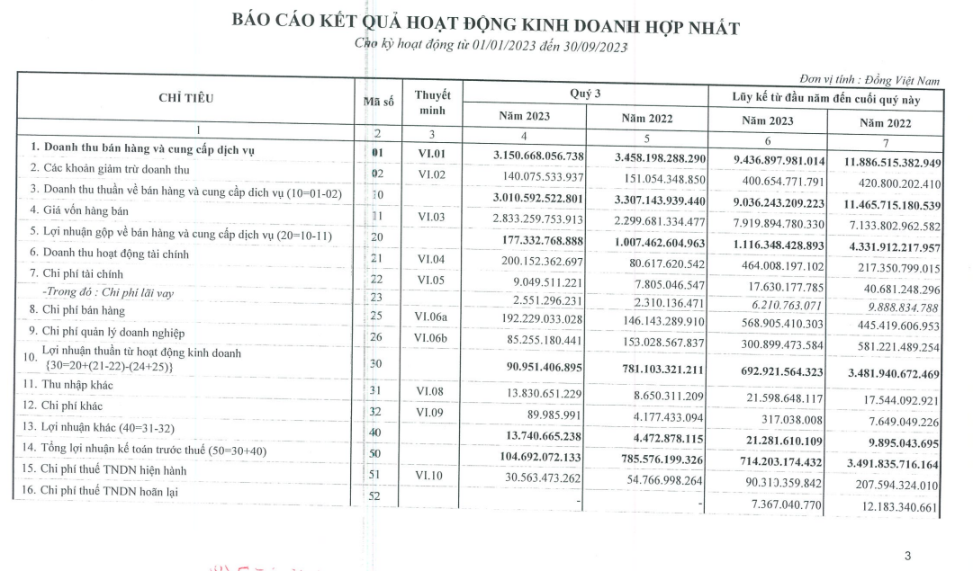 Báo cáo kết quả hoạt động kinh doanh của Đạm Cà Mau.