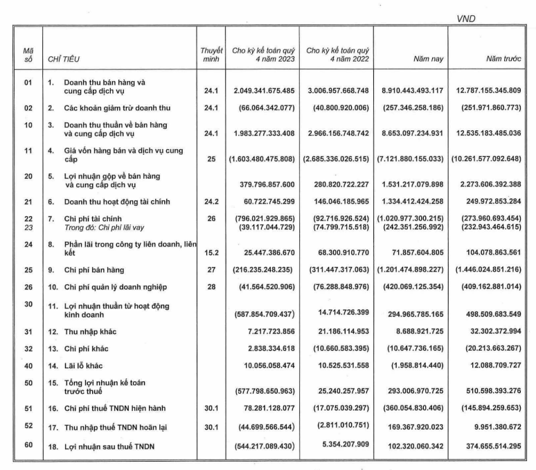 Doanh thu năm 2023 của Tập đoàn KIDO