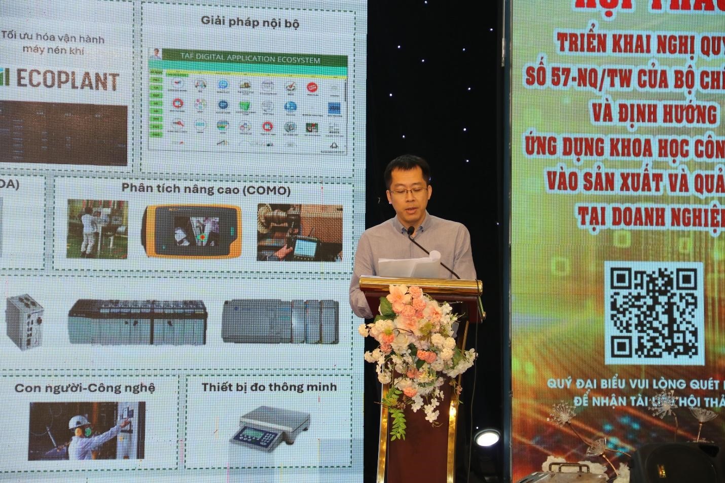 Ông Trương Hoàng Phương, Giám đốc Nhà máy Nestlé Trị An trình bày tham luận