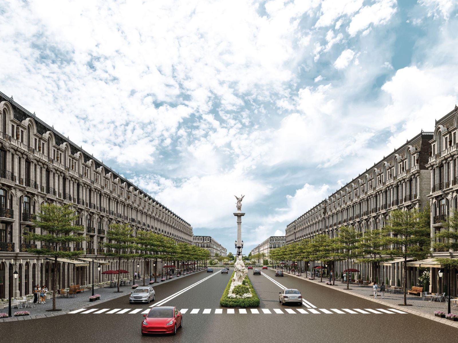 Noble Place Tay Thang Long sở hữu đại lộ xuyên tâm là đường nối Hoàng Quốc Việt kéo dài với mặt cắt rộng 40m, kết nối liên khu thuận tiện.