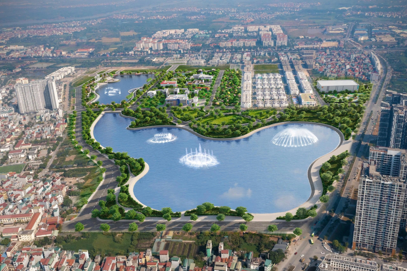 Dự án tọa lạc tại vị trí đắc địa, bao quanh bởi công viên hồ điều hòa 31ha, cư dân dễ dàng tiếp cận đến các tiện ích khu vực như trường học, bệnh viện, trung tâm hành chính,...