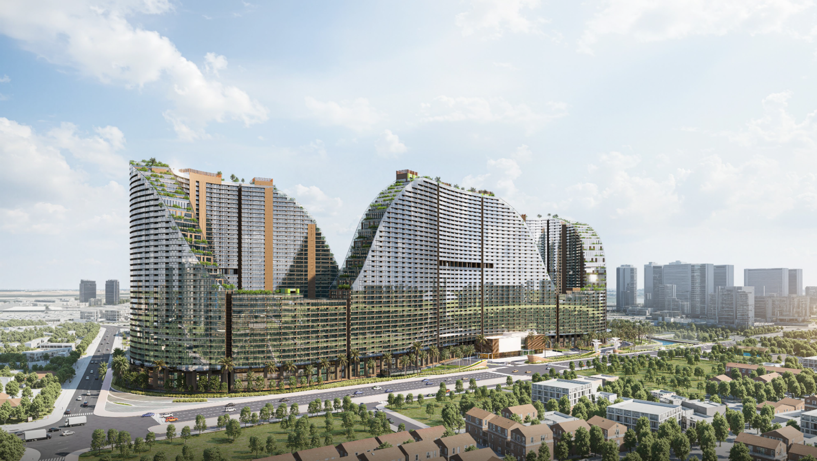 Noble Crystal Riverside có quy mô 12 tòa tháp cao trung bình lên đến 37 tầng và hơn 3000 sản phẩm đa dạng.