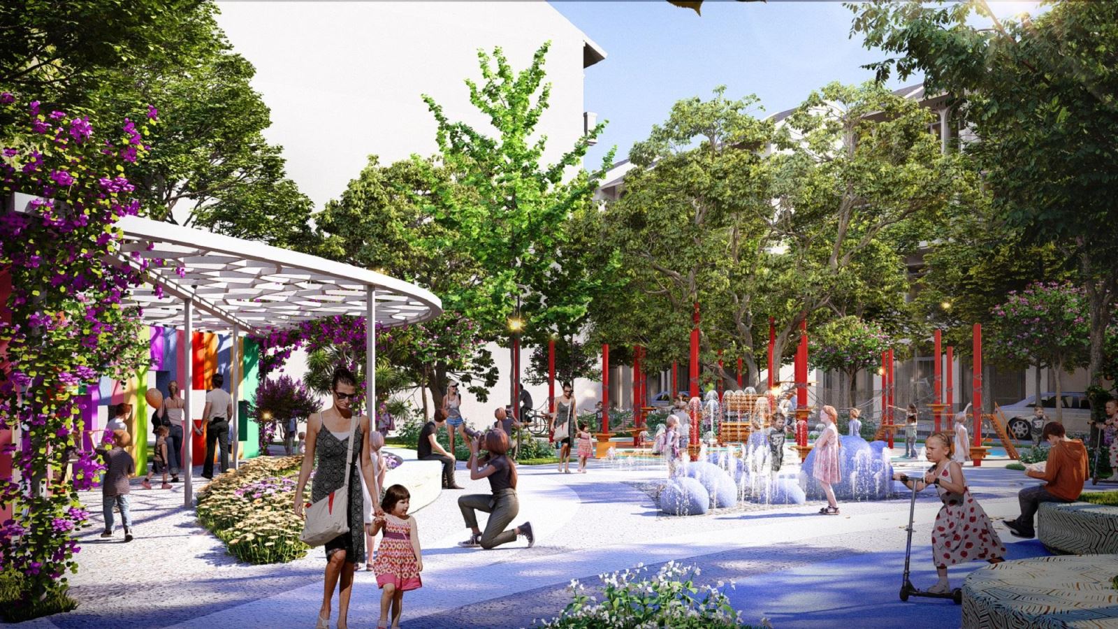 Các vườn nội khu cũng sẽ là điểm vui chơi, thư giãn của cư dân.