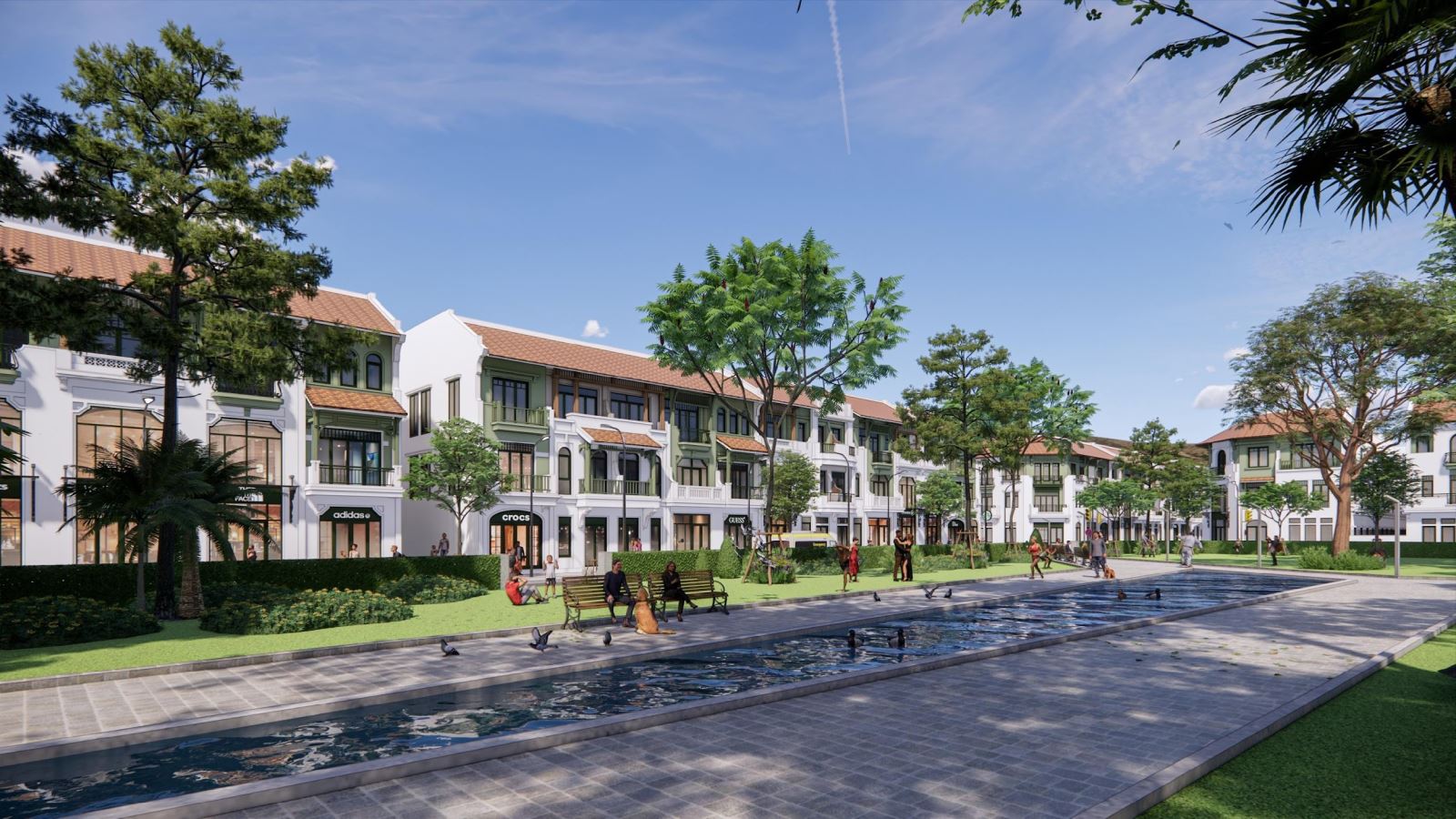 Phối cảnh khu townhouse mặt tiền 4m với chiều cao 3,5 tầng.