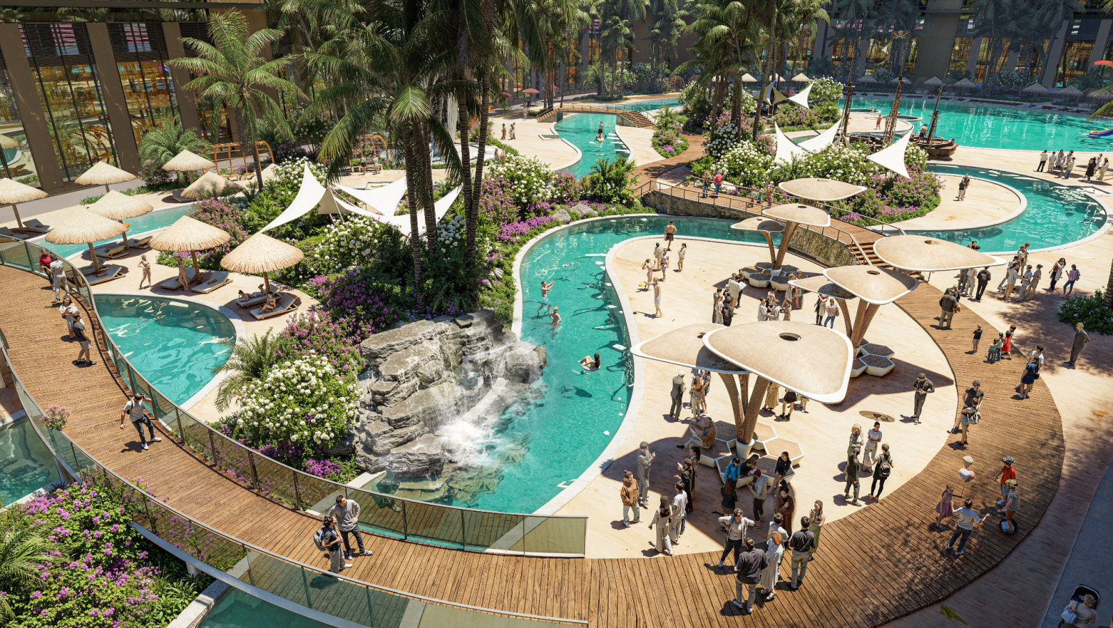 Sau khi hoàn thiện cả 12 tòa tháp, dự án sẽ có lõi cảnh quan xanh chuẩn resort .