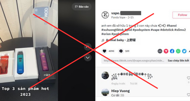 Quảng cáo bán thuốc lá điện tử tràn lan trên mạng xã hội.