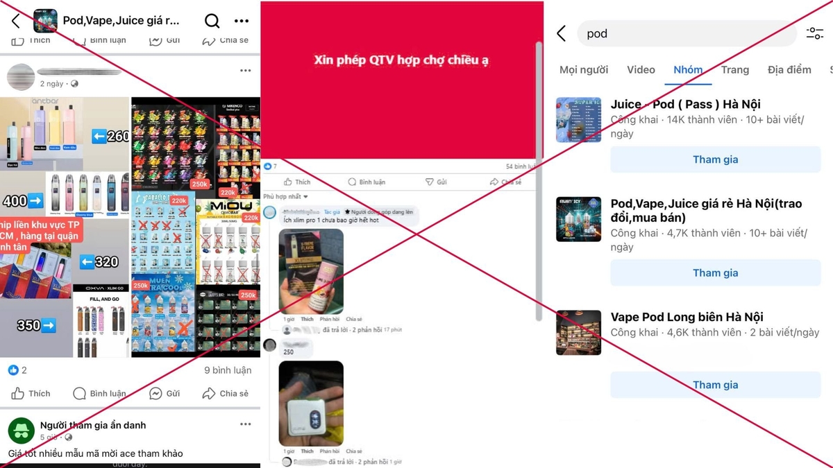 Thuốc lá điện tử và nhiều sản phẩm liên quan được rao bán tràn lan trên nhiều nền tảng mạng xã hội.