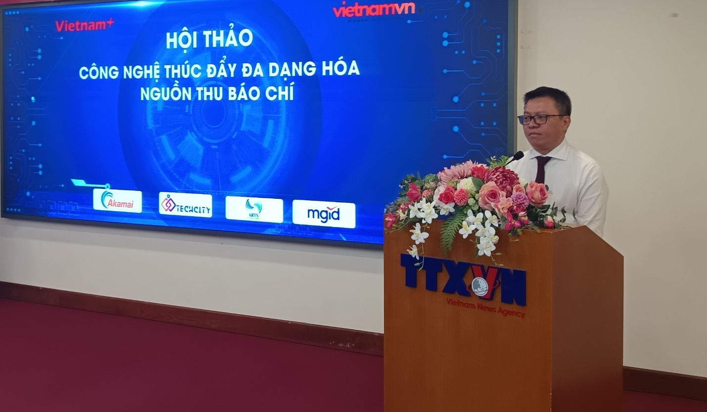 Ông Lê Quốc Minh, Chủ tịch Hội Nhà báo Việt Nam, Phó Trưởng Ban Tuyên giáo Trung ương, Tổng biên tập Báo Nhân dân phát biểu.