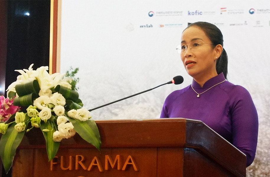 Phó Chủ tịch UBND TP. Đà Nẵng Nguyễn Thị Anh Thi phát biểu tại họp báo khai mạc DANAFFF III