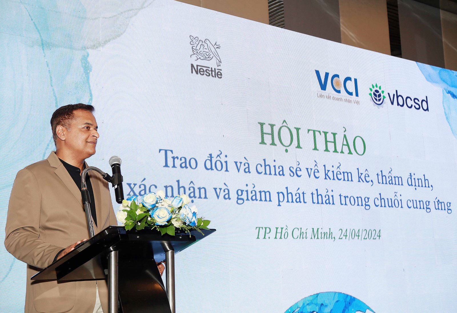 Ông Binu Jacob, Tổng giám đốc Nestlé Việt Nam phát biểu khai mạc hội thảo