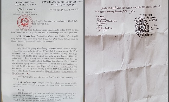 UBND thành phố Vĩnh Yên lại cho rằng khu đồng Vườn Giữa người dân vẫn canh tác bình thường.