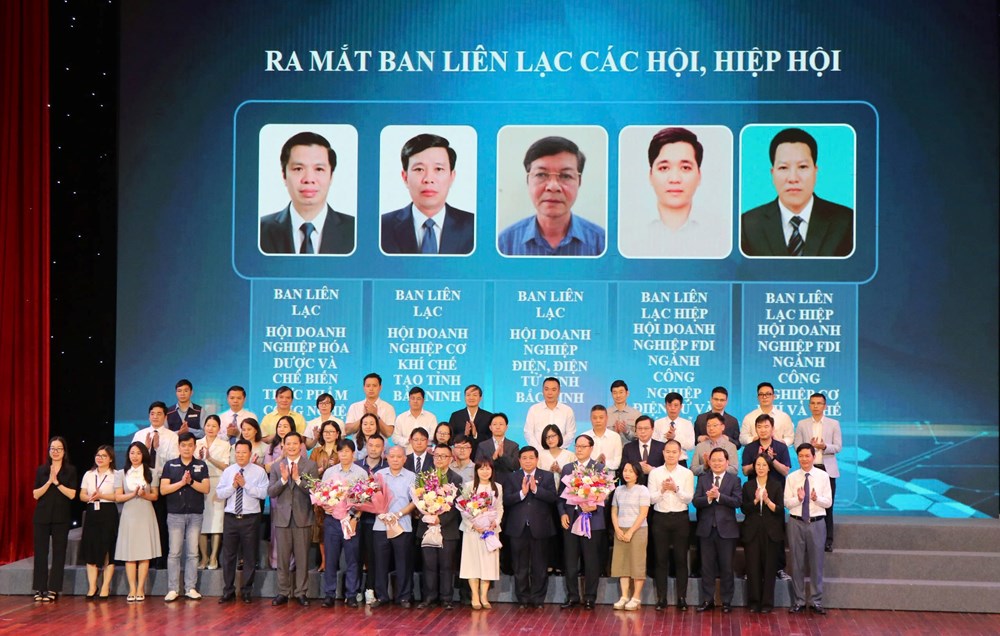 Ra mắt 5 Ban Liên lạc các Hội, Hiệp hội doanh nghiệp khoa học - công nghệ trên địa bàn tỉnh Bắc Ninh.