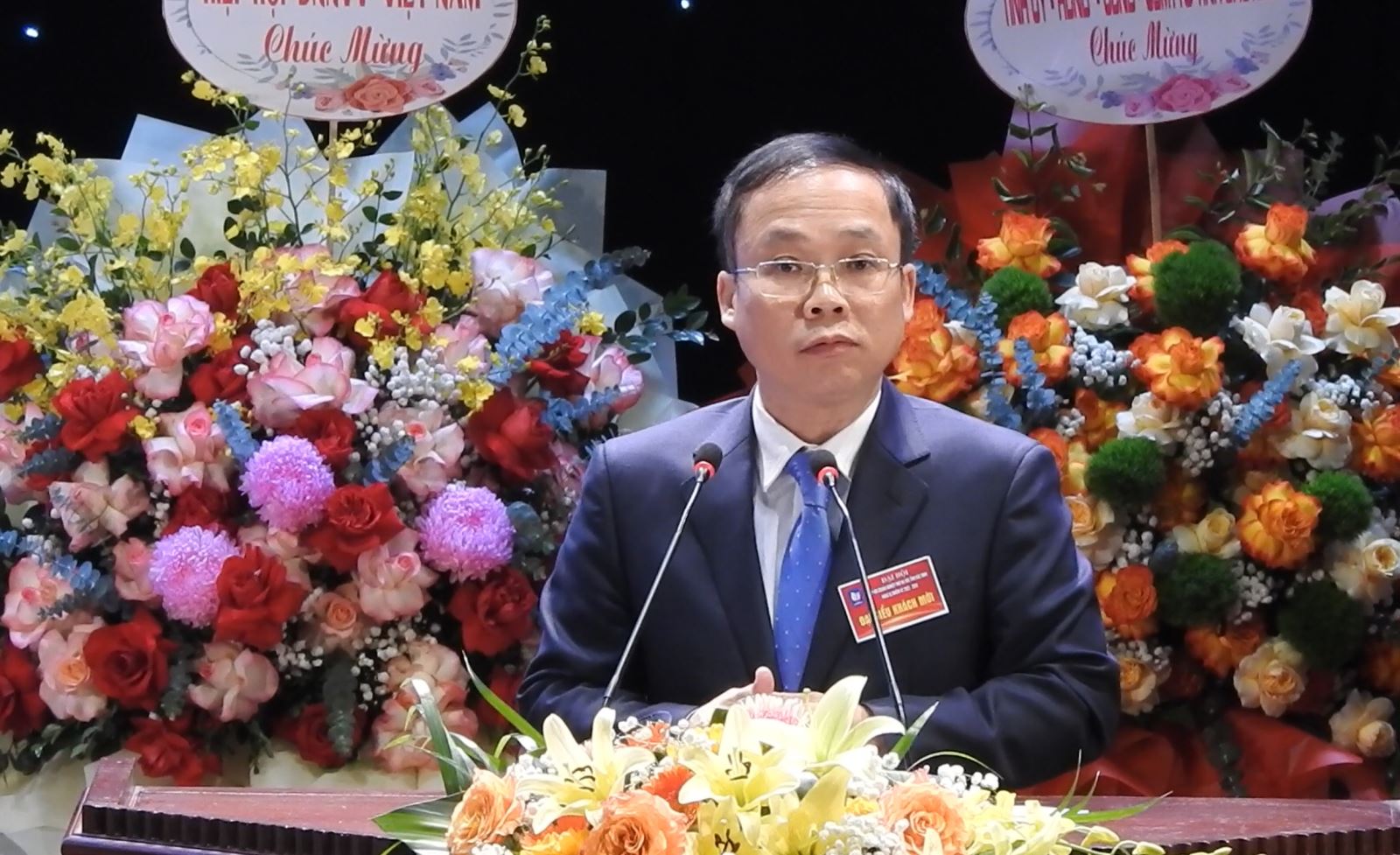 Ông Bùi Trung Nghĩa - Phó Chủ tịch Liên đoàn Thương mại và Công nghiệp Việt Nam phát biểu tại đại hội.