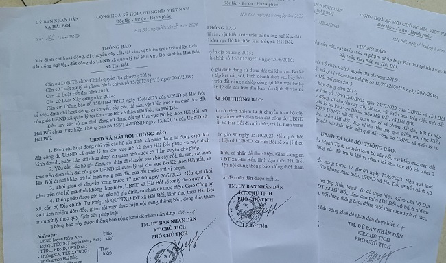 UBND xã Hải Bối đã gửi nhiều thông bản văn báo nhưng bãi cát Diệp Trang vẫn ngang nhiên hoạt động không phép.