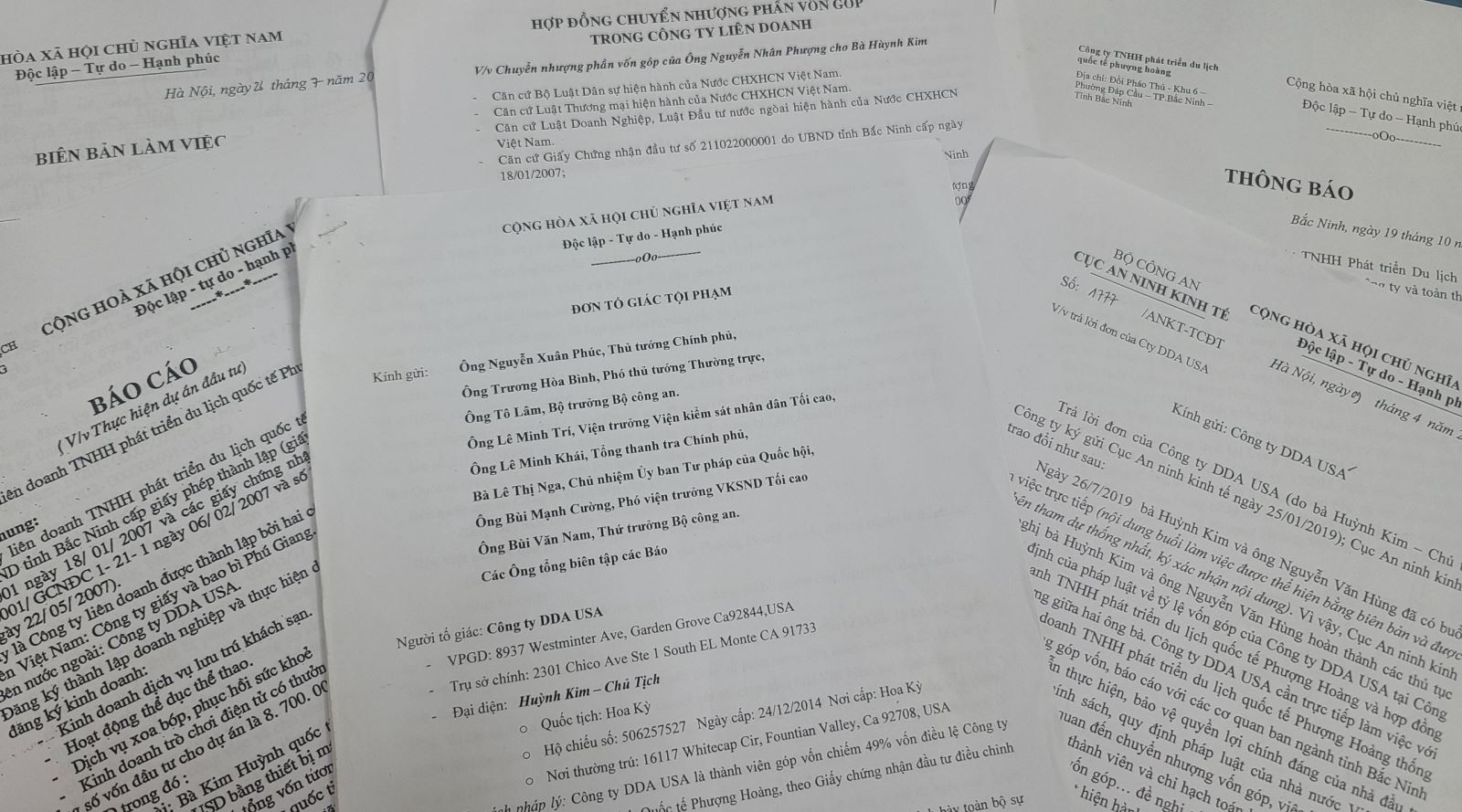Bà Huỳnh Kim đã gửi đơn thư đi nhiều nơi vì cho rằng Công ty DDA USA đã bị chiếm đoạt vốn tại Liên doanh Phượng Hoàng.