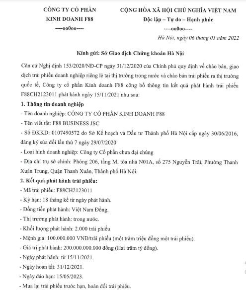 F88 Tiep Tuc Hut 200 Ty Trai Phieu Nang Tong Huy Dong Tinh Tu Dau Nam Len Khoang 1 300 Ty Dong 3