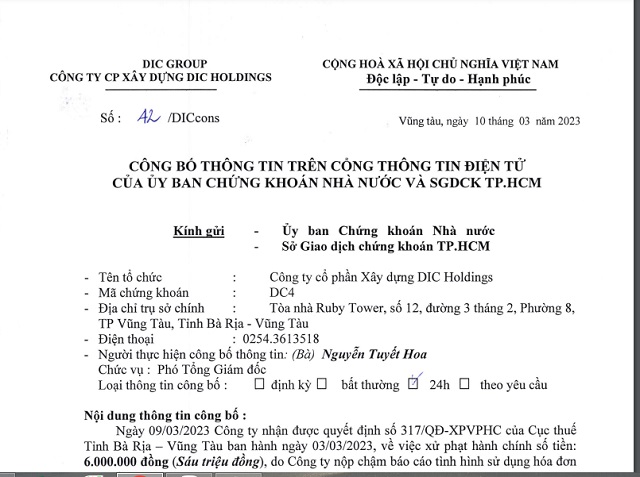 Một phần văn bản công bố của DC4