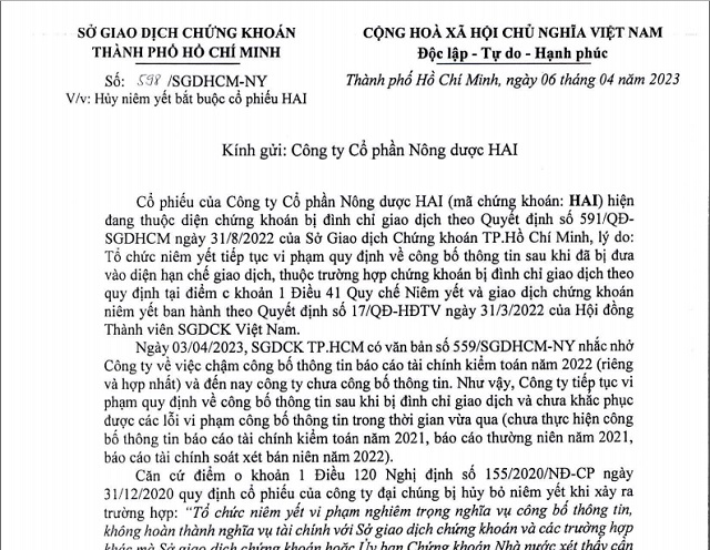 Một phần văn bản về sự việc