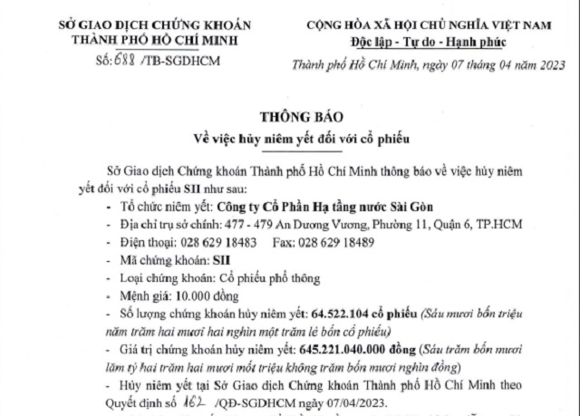 Một phần văn bản của HOSE