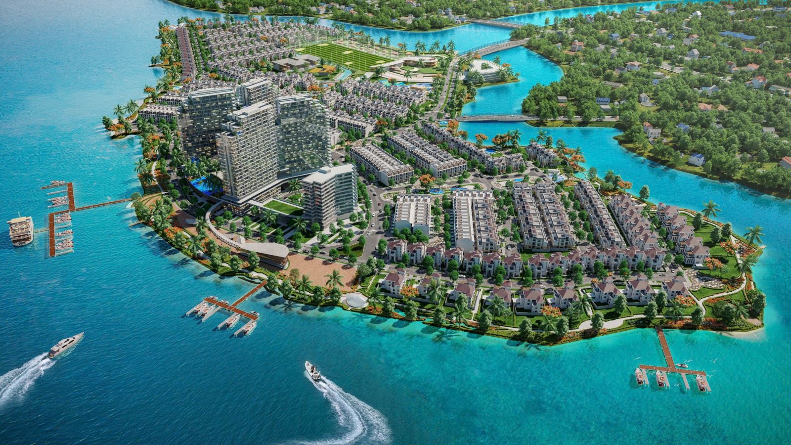 Phối cảnh dự án Đảo Kim Quy tại phường Tân Vạn, thành phố Biên Hòa, tỉnh Đồng Nai mới được giao thêm đất.