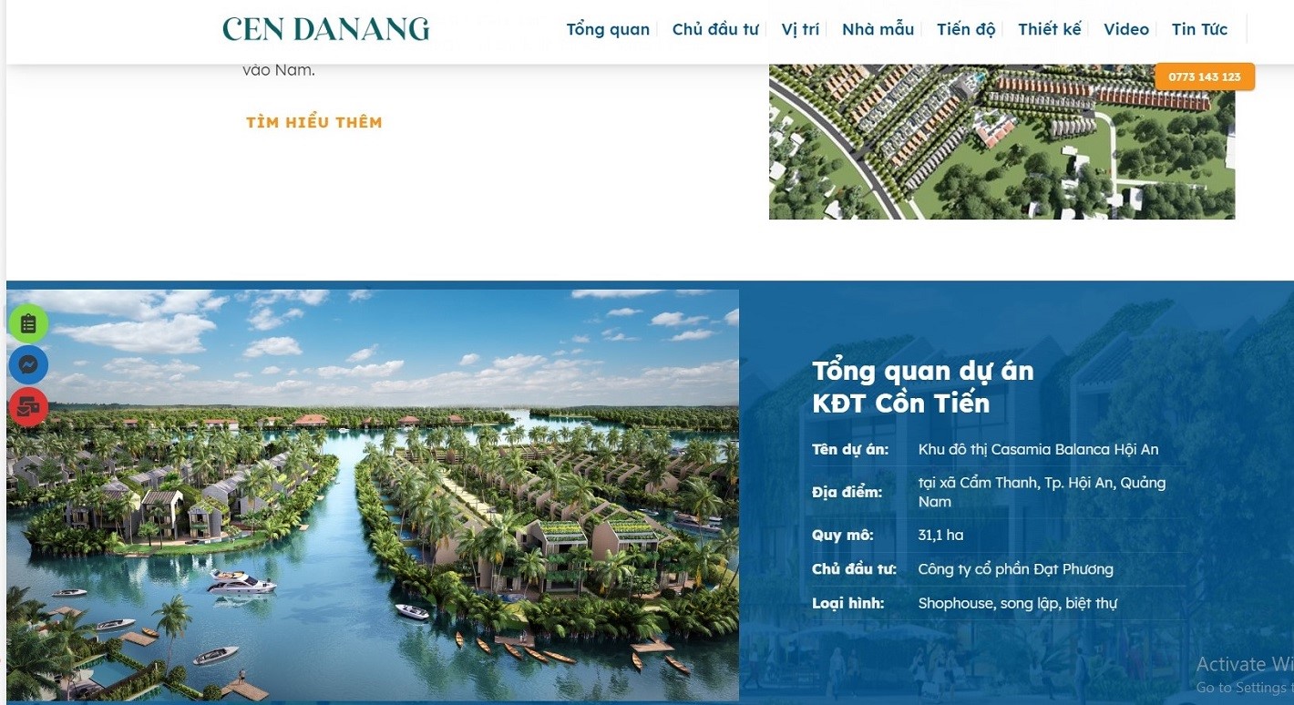 Khu đô thị Cồn Tiến (tại xã Cẩm hanh, TP. Hội An, tỉnh Quảng Nam) được giới thiệu với tên là Khu đô thị Casamia Balanca Hội An