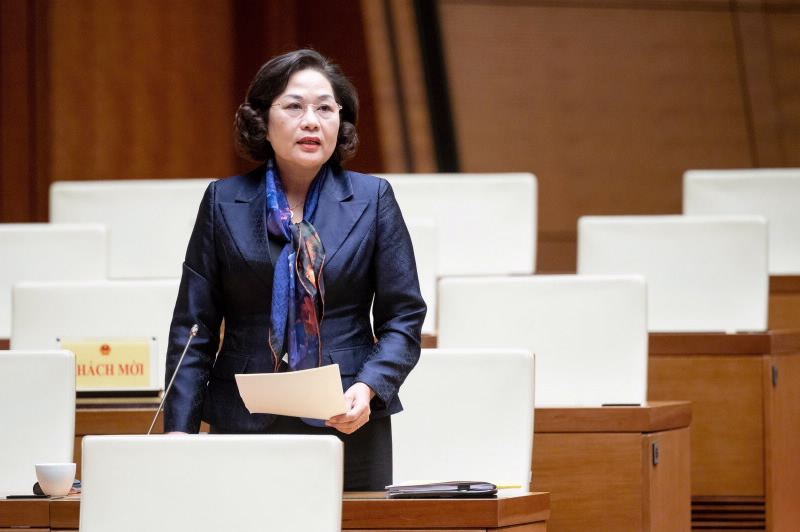 Thống đốc Nguyễn Thị Hồng phát biểu tại phiên họp - Ảnh: Doãn Tấn