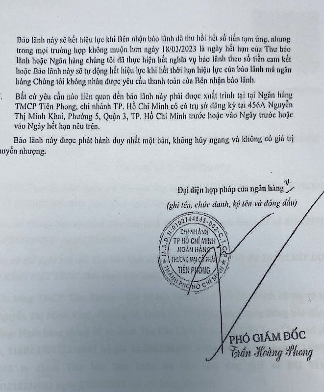 Anh2,3: Chứng thư bảo lãnh số BG 0092233 ký ngày 11/8/2022 của TPBank chi nhánh TP Hồ Chí Minh.