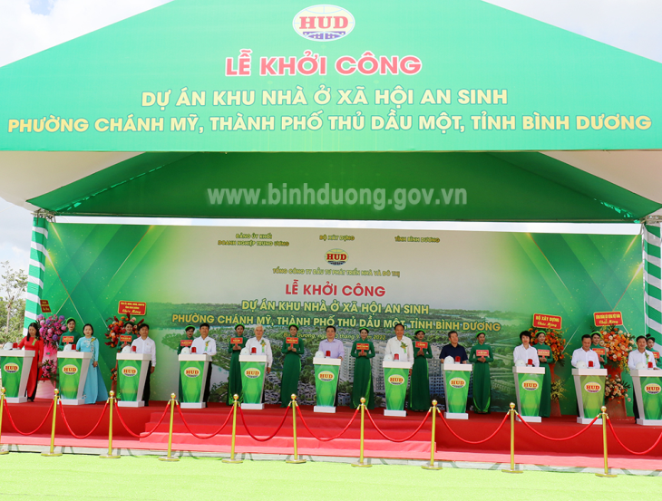 Lễ khởi công Dự án khu nhà ở xã hội Chánh Mỹ tỉnh Bình Dương. Ảnh: CTTĐT Bình Dương 