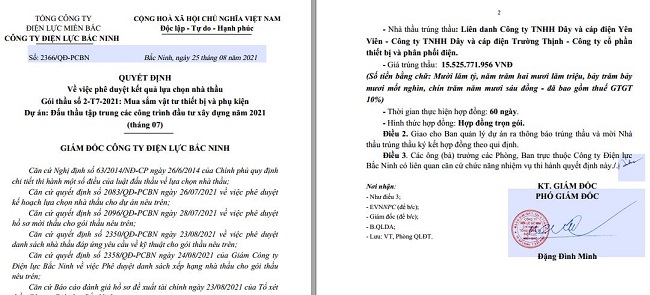 Công ty Trường Thịnh tham gia và trúng nhiều gói thầu sử dụng ngân sách Nhà nước tại PC Bắc Ninh