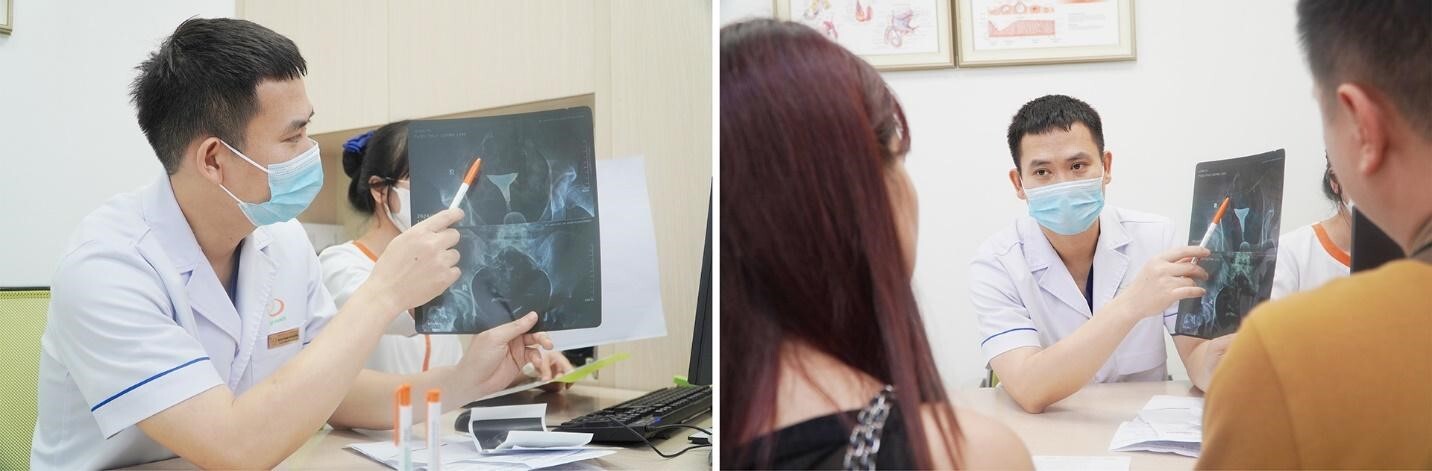 Bác sĩ Hưởng tư vấn điều trị cho cặp vợ chồng hiếm muộn