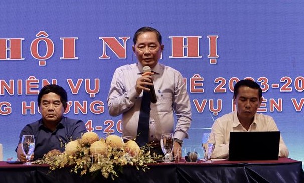 Ông Nguyễn Nam Hải - Chủ tịch Vicofa thông tin thị trường cà phê tại hội nghị